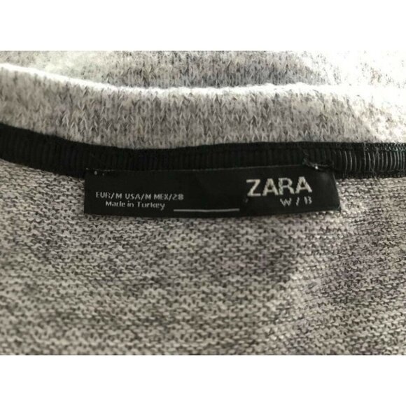 ZARA W & B Collection Long Sleeve Sweater Size Medium Furry Polka Dots Gray - Picture 4 of 7